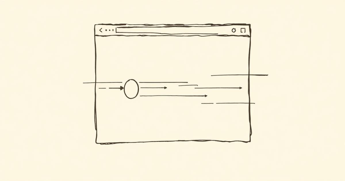 Editorial illustration of a browser window with speed lines representing website performance